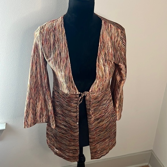 Chico's Tops - Chico’s marled retro‎ look cover up light top bell sleeves tie front Sz S